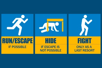 Conheça o protocolo de segurança Run, Hide & Fight para situações de risco.